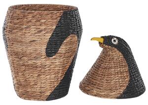 Cesto a forma di pinguino in giacinto d'acqua colore naturale cameretta bambini cesto portaoggetti portabiancheria Beliani