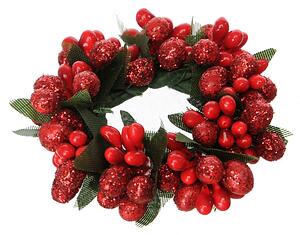 Set 12 Giro Candela con Bacche Ø7 cm Rosso