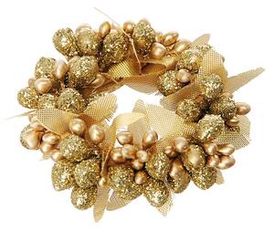 Set 12 Giro Candela con Bacche Ø7 cm Oro