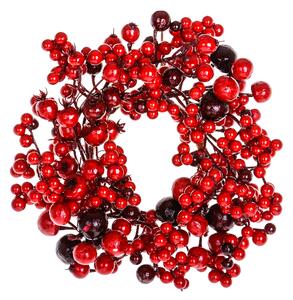 Set 2 Centrotavola con Bacche e Ilex Ø26 cm Rosso