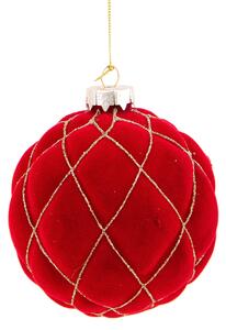 Set 8 Palline Decorative per Albero di Natale in Velluto Ø10 cm Rosso