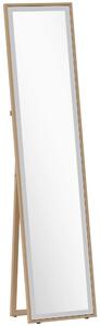 HOMCOM Specchio a figura intera con cornice MDF bicolore, 157 x 37 cm, Argento/Naturale | Aosom Italy