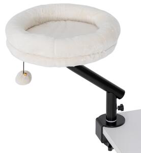 PawHut Letto da Scrivania Girevole per Gatti, Imbottito e Lavabile, con Altezza Regolabile, Crema | Aosom Italy