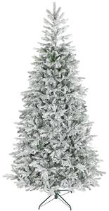 Albero di Natale Innevato Alto 210 cm con 1154 Rami Realistici e Base in Metallo Pieghevole Bianco