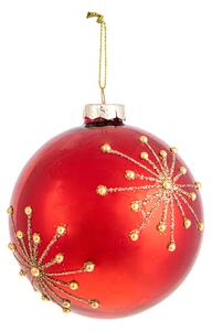 Set 6 Palline Decorative per Albero di Natale Fiocco di Neve Ø8 cm Rosso/Oro
