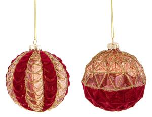Set 4 Palline Decorative per Albero di Natale Velvet Ø10 cm Burg/Oro