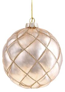 Set 4 Palline Decorative per Albero di Natale Rombi Ø12 cm Champagne