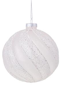 Set 4 Palline Decorative per Albero di Natale con Glitter Ø10 cm Bianco/Glitter