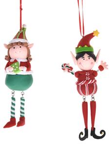 Set 6 Elfi Natalizzi H15 cm Rosso/Verde