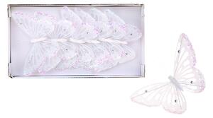 Farfalle con Glitter e Clip 18 Pezzi Ø15 cm Bianco