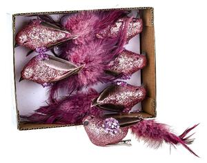 Set 12 Uccellini con Clip H20 cm Rosa