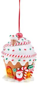 Set 6 Muffin con Babbo Natale con Led Rosso/Marrone/Verde