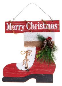 Decoro Scarpone Natale 36 cm Rosso/Verde
