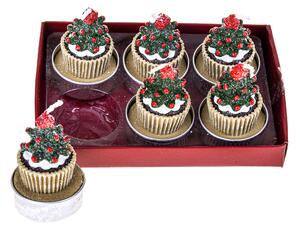 Tealight a Forma di Torta 12 pezzi H6 cm Rosso/Marrone
