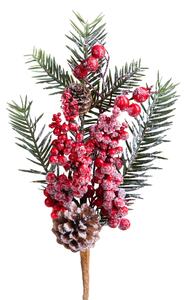 Set 12 Rametto Ghiacciato con Bacche H30 cm Rosso
