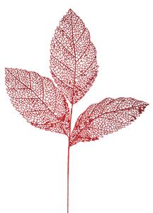 Set 6 Foglia con Glitter H76 cm Rosso