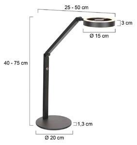 Steinhauer Lampada da tavolo a LED Ringlux, dimmerabile, Nero, Soggiorno / Sala da pranzo, Metallo, Moderno, Lampada da tavolo LED