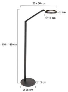 Steinhauer Piantana LED Ringlux, nera, metallo, regolabile