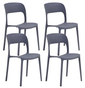 Set 4 Sedie Impilabili 85x45x56 cm in Polipropilene e Fibra di Vetro Kate Grigio Asfalto