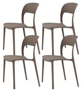 Set 4 Sedie Impilabili 85x45x56 cm in Polipropilene e Fibra di Vetro Kate Tortora