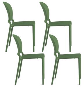 Set 4 Sedie Impilabili 83x48x55 cm in Polipropilene e Fibra di Vetro Jasmine Verde Bottiglia