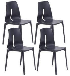 Set 4 Sedie Impilabili 85x50x51 cm in Polipropilene e Fibra di Vetro Lisbona Antracite