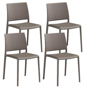 Set 4 Sedie Impilabili 82x45x53 cm in Polipropilene e Fibra di Vetro Megan Tortora