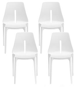 Set 4 Sedie Impilabili 85x50x51 cm in Polipropilene e Fibra di Vetro Lisbona Bianco
