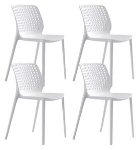 Set 4 Sedie Impilabili 80x45x50 cm in Polipropilene e Fibra di Vetro Wanda Bianco