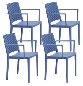 Set 4 Sedie Impilabili 81x57x56 cm con Braccioli in Polipropilene e Fibra di Vetro Porto Carta di Zucchero