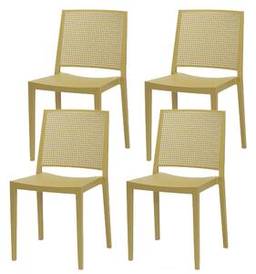 Set 4 Sedie Impilabili 81x46x56 cm in Polipropilene e Fibra di Vetro Porto Senape