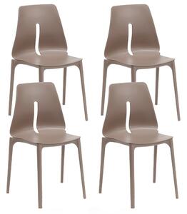 Set 4 Sedie Impilabili 85x50x51 cm in Polipropilene e Fibra di Vetro Lisbona Tortora