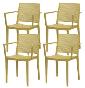 Set 4 Sedie Impilabili 81x57x56 cm con Braccioli in Polipropilene e Fibra di Vetro Porto Senape