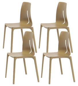 Set 4 Sedie Impilabili 85x50x51 cm in Polipropilene e Fibra di Vetro Lisbona Camel