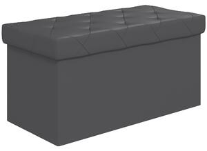 HOMCOM Panca Contenitore Pieghevole da 84L, Coperchio Imbottito e Rivestimento Finta Pelle, 76x38x38cm, Grigio