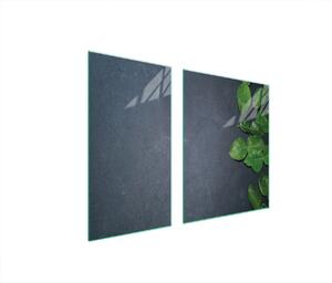 Piastre coprifornelli 2 pezzi 90x52 copertura piano cottura in Vetroceramica tagliere in vetro fogliame ardesia