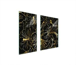 Piastre copri fornelli 2 pezzi 75x52 Copri piano cottura in Vetroceramica tagliere in vetro fiore nero