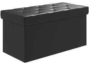 HOMCOM Panca Contenitore Pieghevole da 84L, Coperchio Imbottito e Rivestimento Finta Pelle, 76x38x38cm, Nero