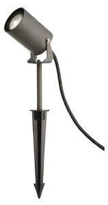 Deko-Light Faretto con picchetto a terra Spiky, Ø 6 cm, grigio, orientabile, IP65, dimmerabile, Alluminio / Grigio / Zincato, Alluminio, Moderno