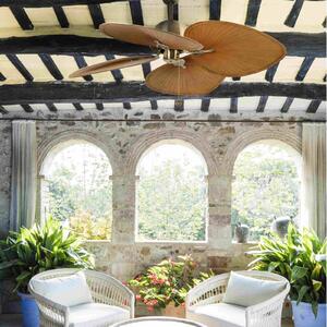 FARO BARCELONA Ventilatore da soffitto Cuba L, Ø 132 cm, a quattro pale, oro antico L, Ottone / Oro, Soggiorno / Sala da pranzo, Plastica