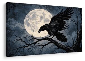 Quadro su tela – Corvo al chiaro di luna