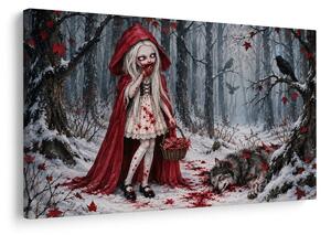 Quadro su tela – Cappuccetto Rosso insanguinato nel bosco invernale