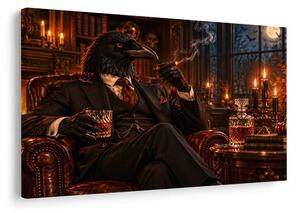 Quadro su tela – Gentiluomo corvo con sigaro