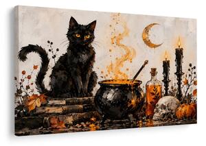 Quadro su tela – Gatto nero e magia