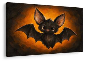 Quadro su tela – Pipistrello adorabile nel bagliore arancione