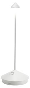 Lampada a led da tavolo Pina Pro Bianca ricaricabile e dimmerabile senza fili Zafferano CCT 2200-2700-3000K IP54 Batteria da 12h