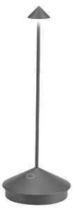 Lampada a led da tavolo Pina Pro Grigio Scuro ricaricabile e dimmerabile senza fili Zafferano 2200-2700-3000K IP54 Batteria da 12h