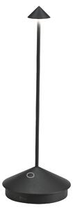 Lampada a led da tavolo Pina Pro Nero Opaco ricaricabile e dimmerabile senza fili Zafferano 2200-2700-3000K IP54 Batteria da 12h