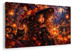 Quadro su tela – Strega incantata con zucca