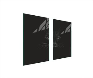 Piastre copriforno 2 pezzi 75x52 Vetroceramica copriforno tagliere vetro gatto nero